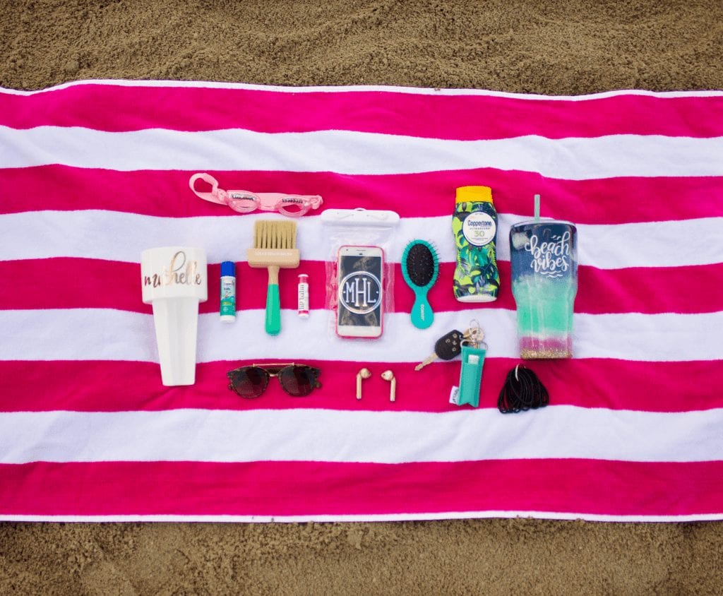 organized beach bag