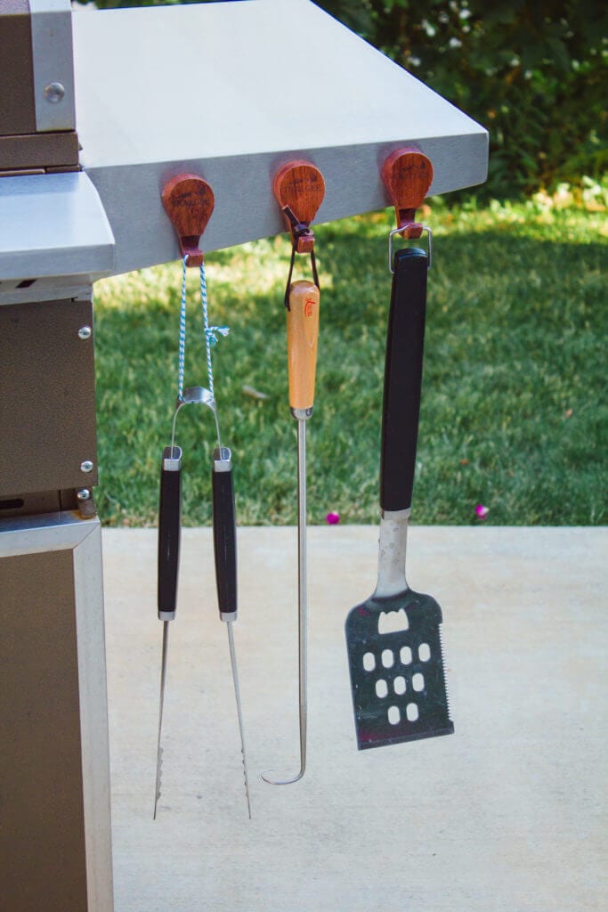 Summer outdoor grilling station and bbq tools