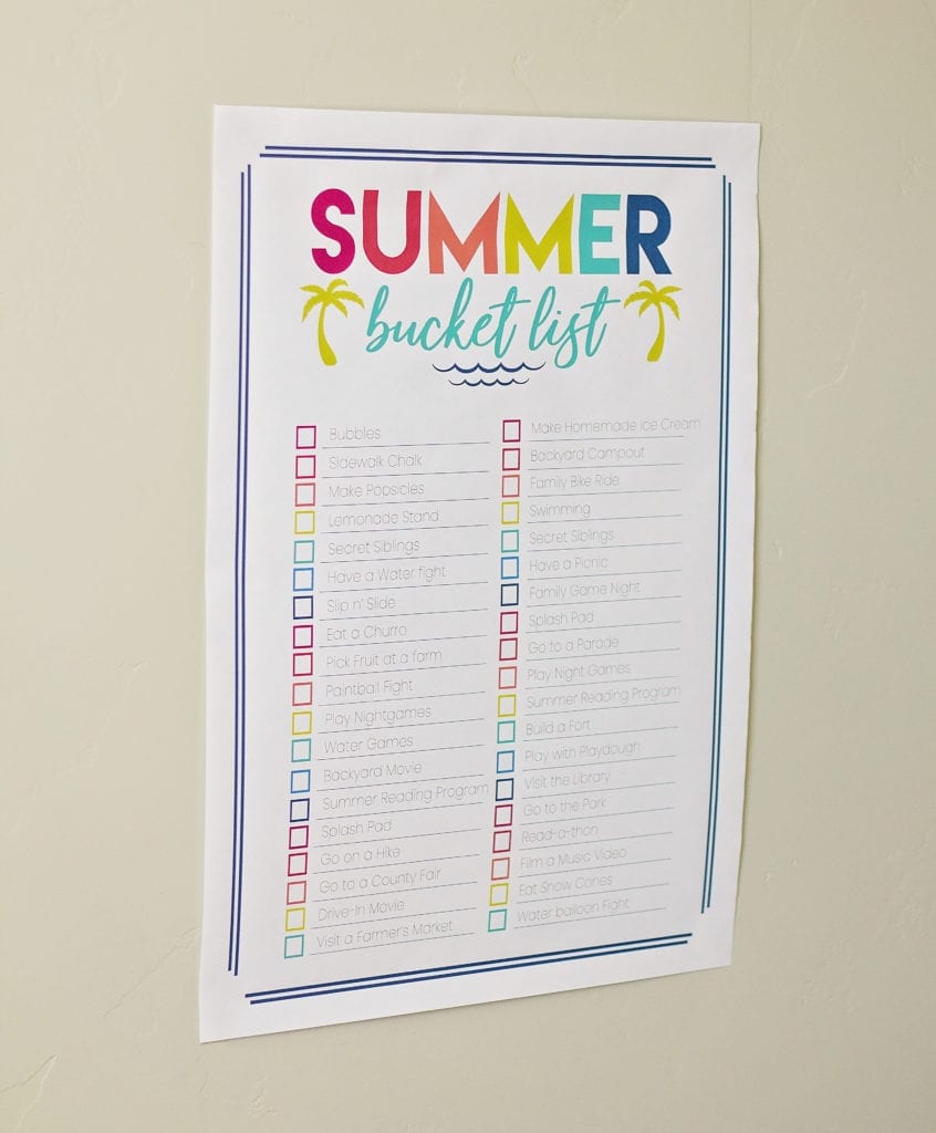 summer bucket list poster freebie