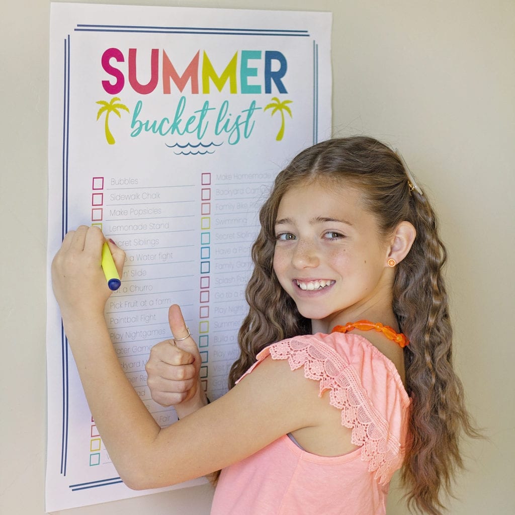 Summer Bucket List free printable