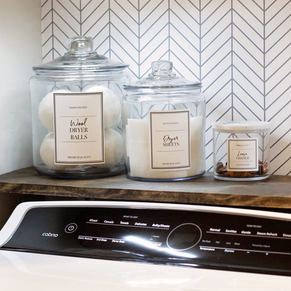 Pretty Glass Laundry Room Storage