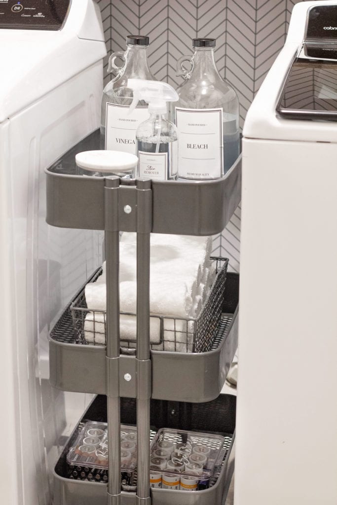 Pretty Glass Laundry Room Storage