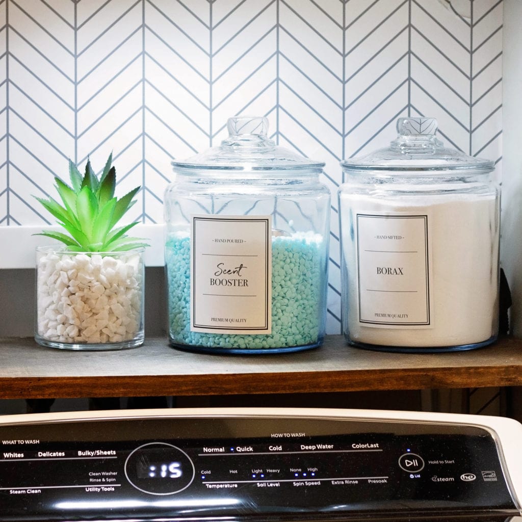 Pretty Glass Laundry Room Storage