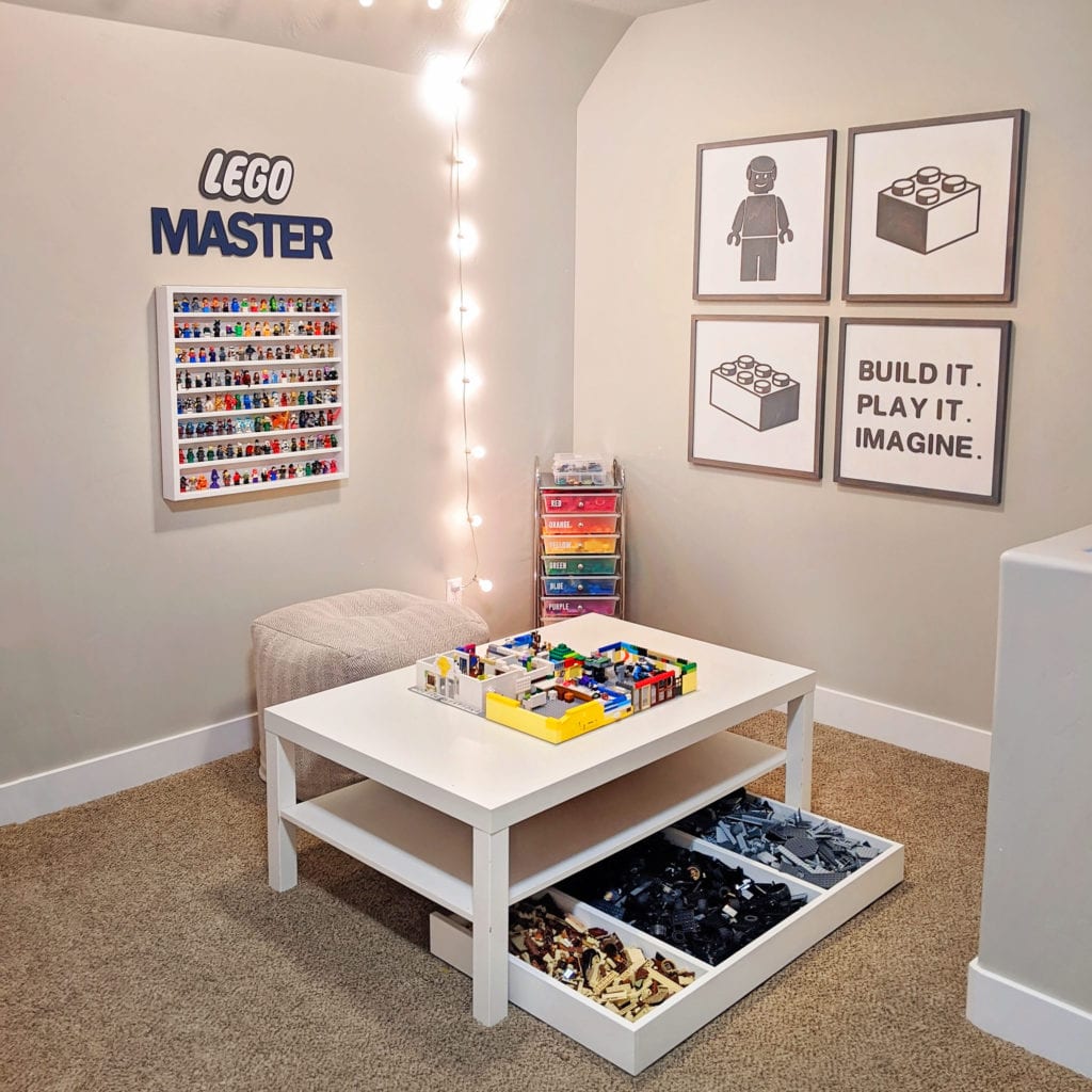 lego organizer idea using an ikea table