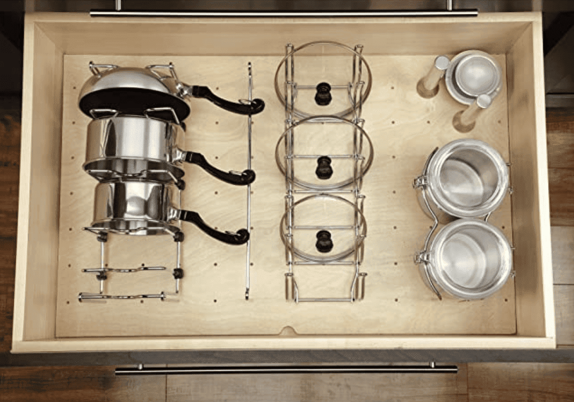 Pots & Pans Drawer Lid Organizer