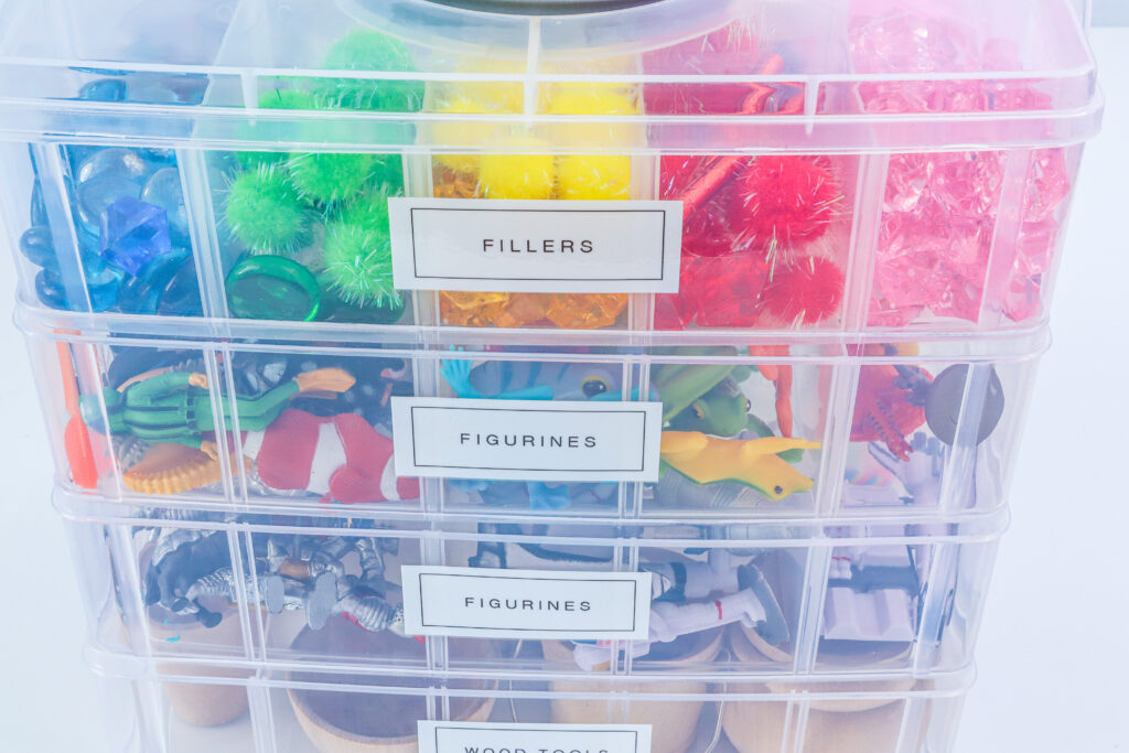 label all bins for sensory bins