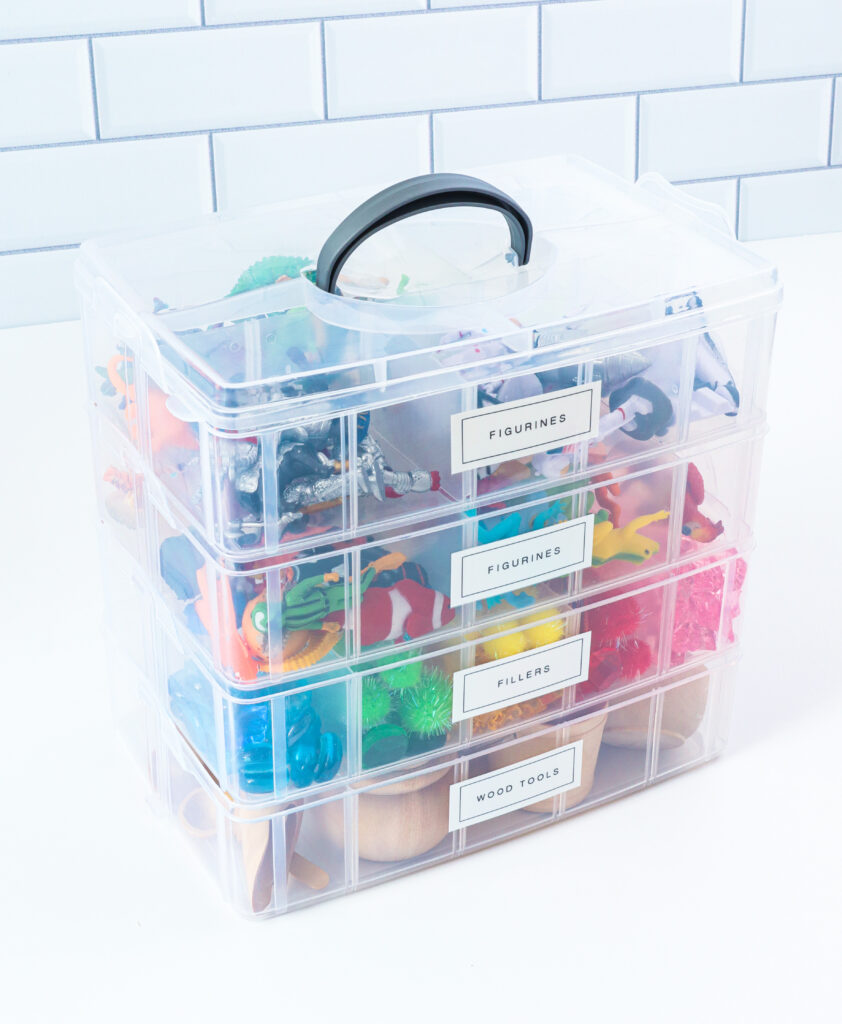 sensory bin toy organizer idea