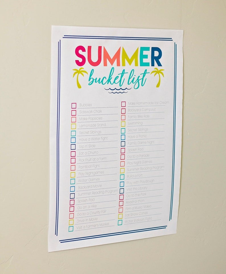 Kids Summer Bucket List Activity Printable Download image 2