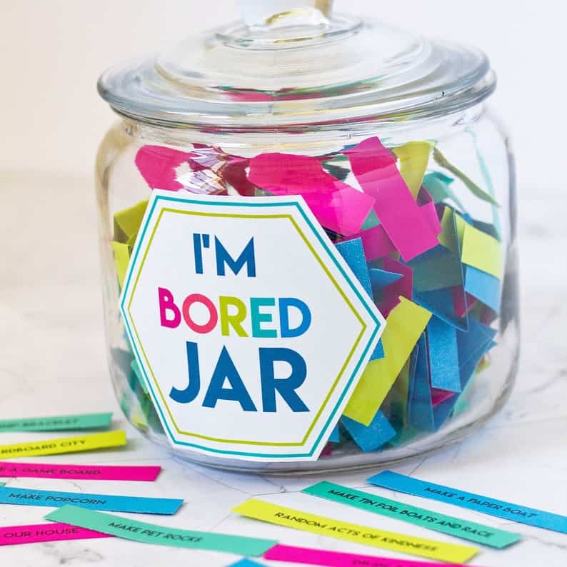 Kids Summer Homeschool Printable 'I am Bored' Jar image 1