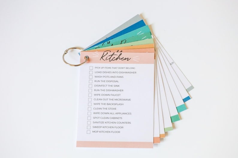 editable deep Cleaning checklist cards by room