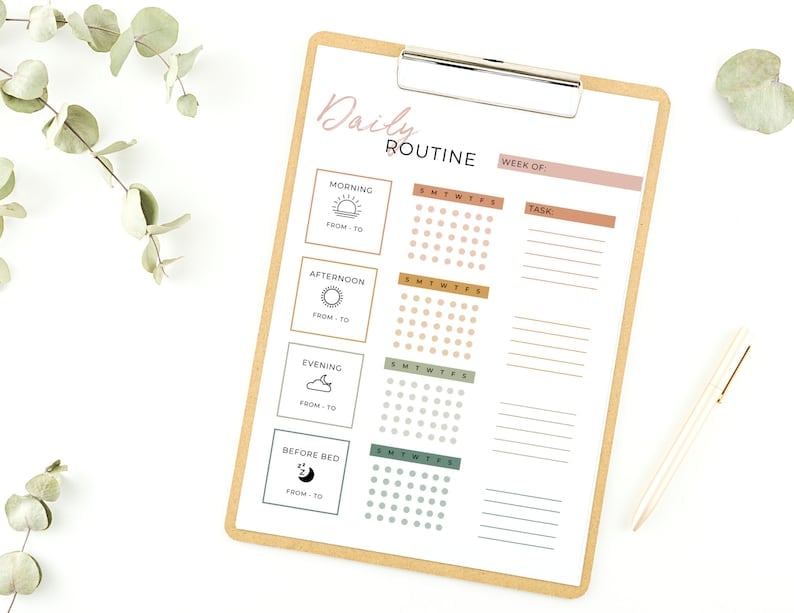 Undated Printable Daily Routine Planner Pages PDF  Cute Daily image 7