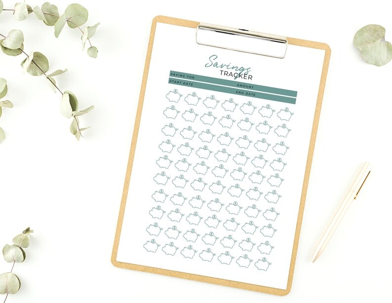 Savings Tracker Printable  Financial Tracker  Savings goals image 3