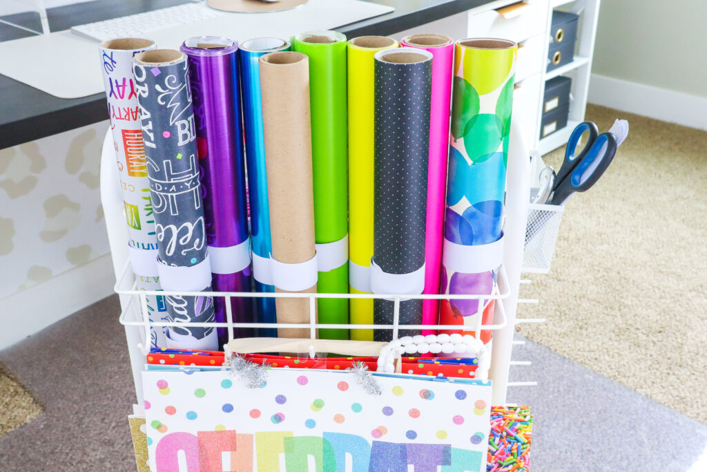 how to store and organize wrapping paper