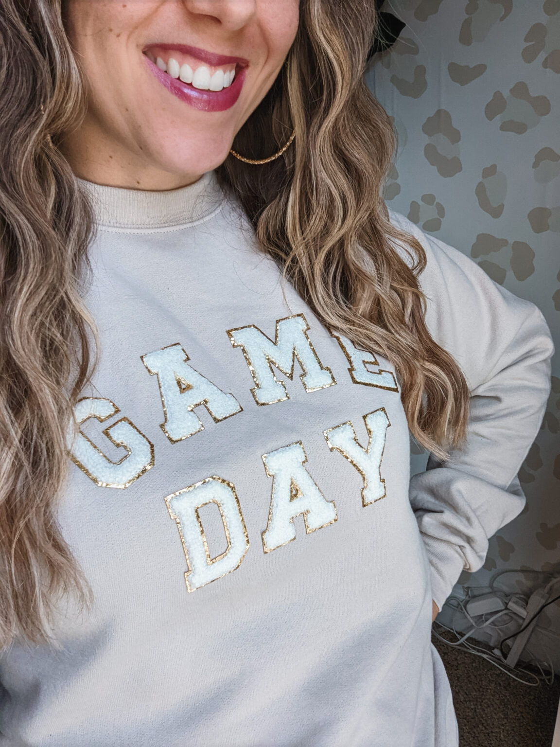 Stylish Sports Mom Gear How To Support Your Kid S Team And Look Good   Chenille Patch Womens Game Day Sweatshirt 1 1152x1536 