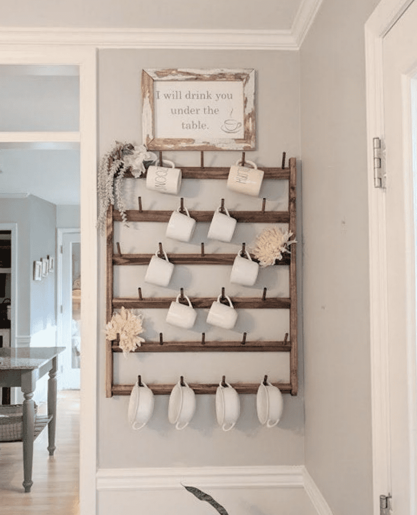 Mug storage, Coffee mug storage, Diy kitchen storage