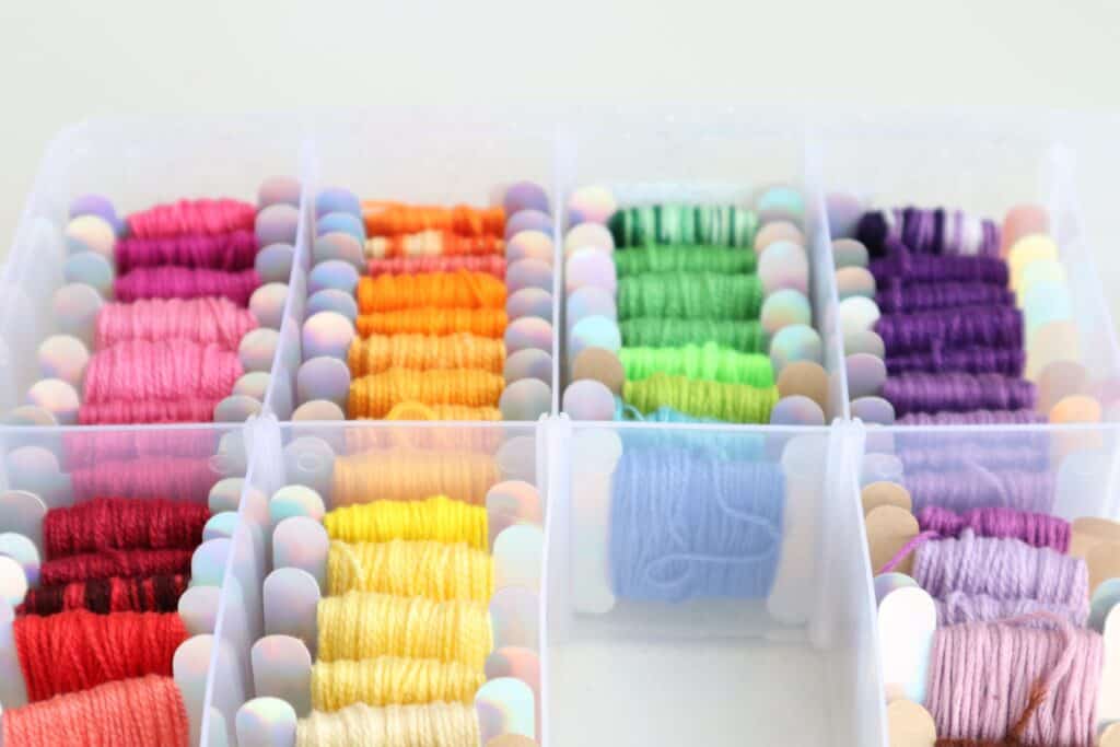 divided storage box to store embroidery floss for friendship bracelets