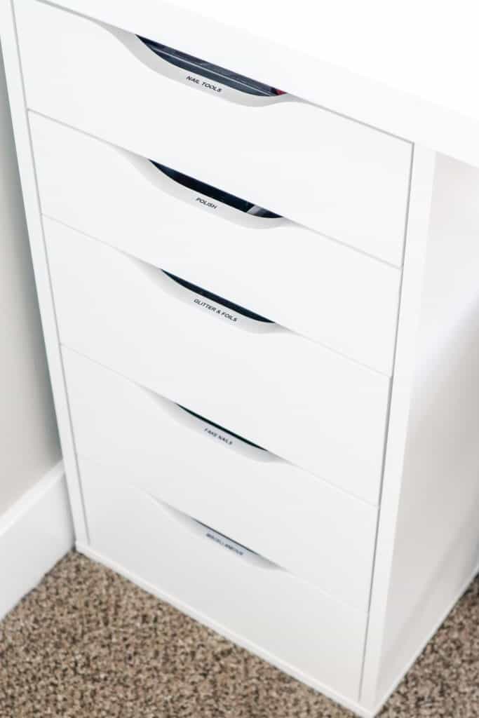 nail polish station cabinet of storage