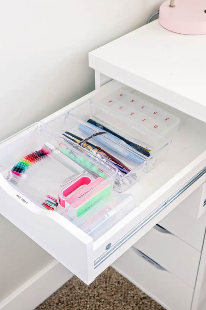 nail polish station cabinet of storage