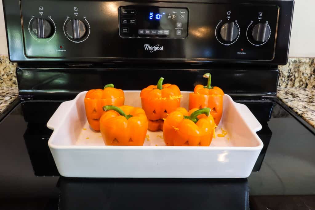 jack o lantern taco stuffed bell peppers halloween food