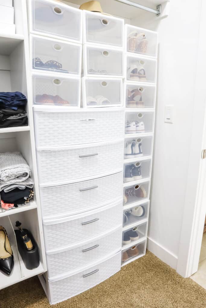 https://practicalperfectionut.com/wp-content/uploads/2022/09/organize-womens-shoes-with-stacking-bins-683x1024.jpg