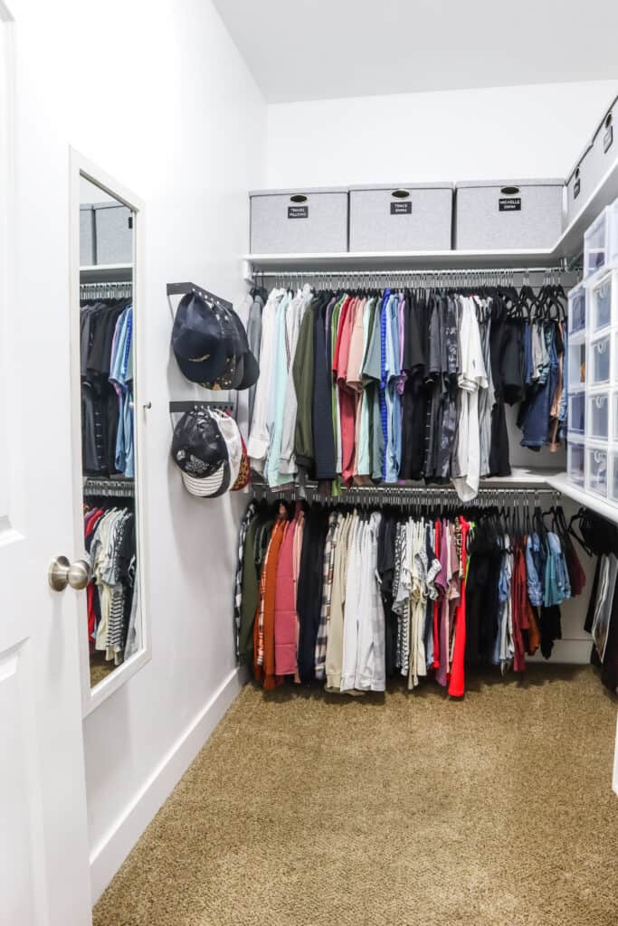 organized small walk in closet