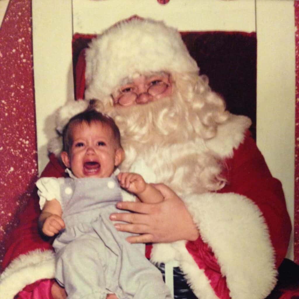 crying child with Santa