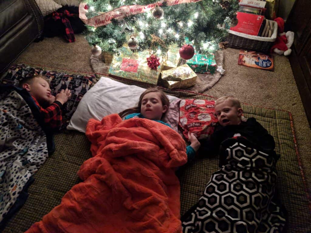 sleepover by the Christmas tree bucket list