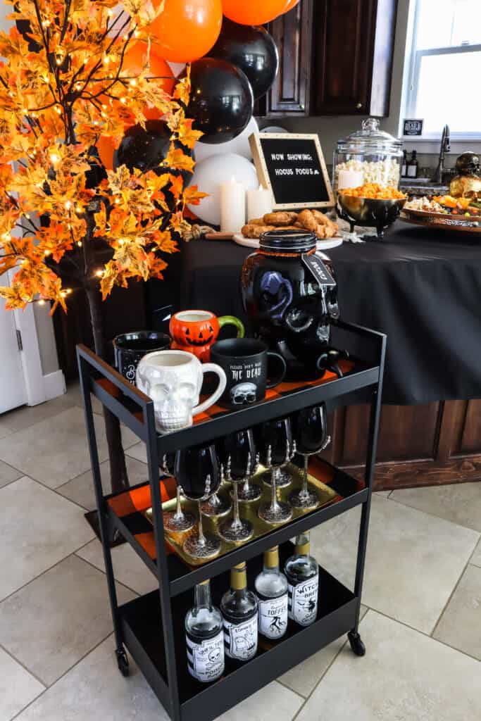 halloween party bar cart