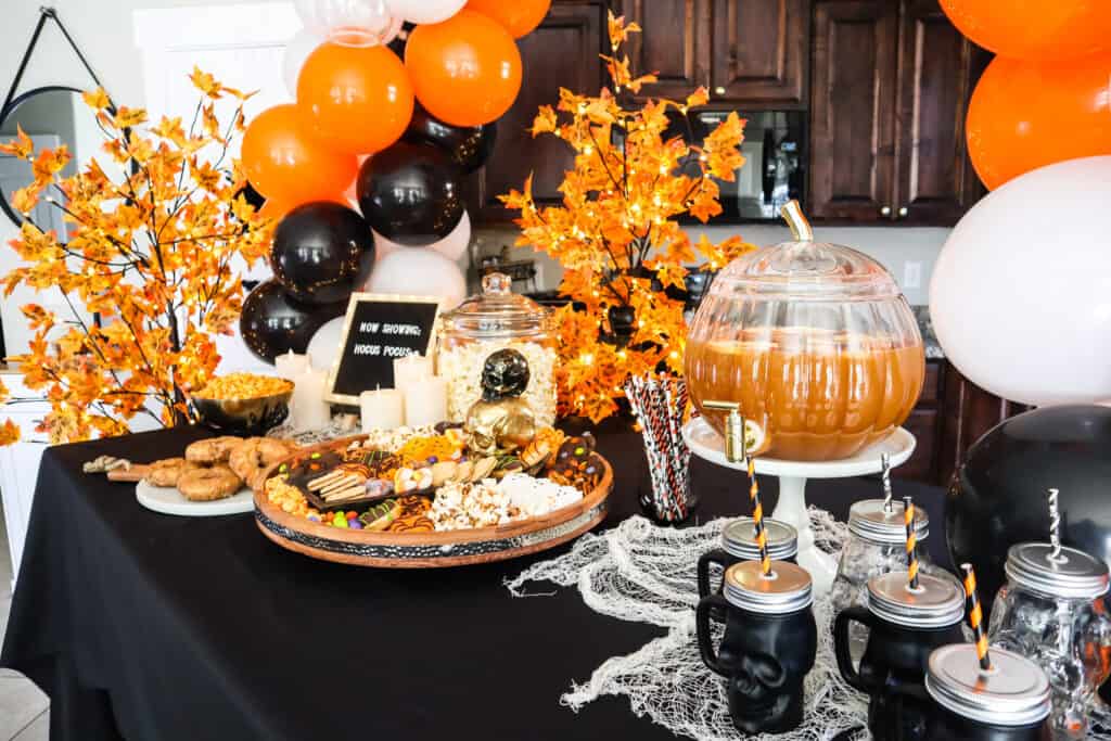 halloween movie party snack table