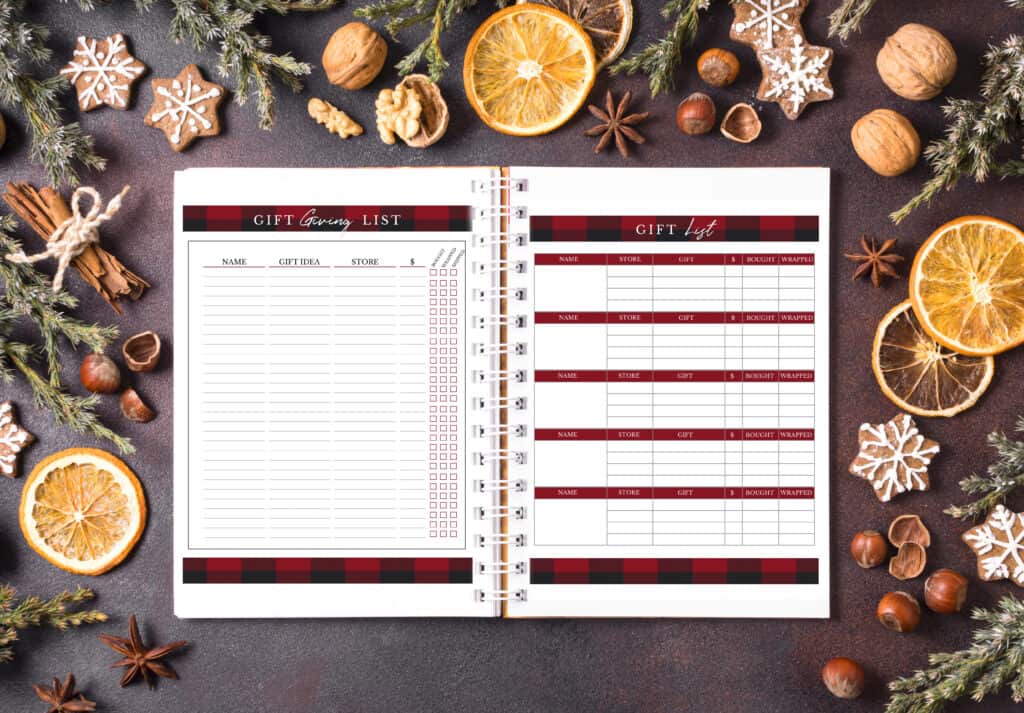 organized Christmas gift list printable