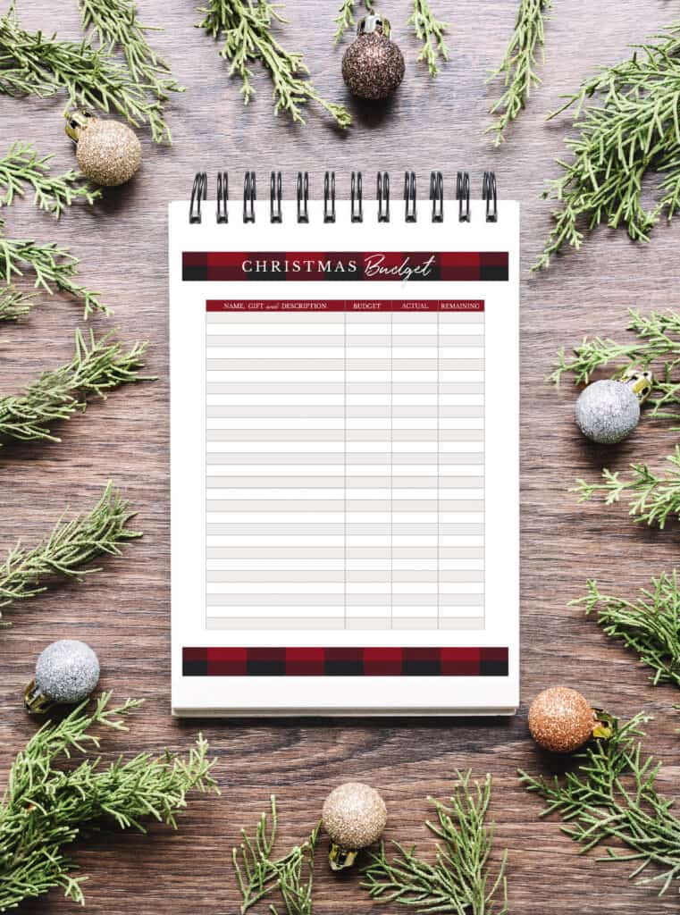 Christmas gift budget printable