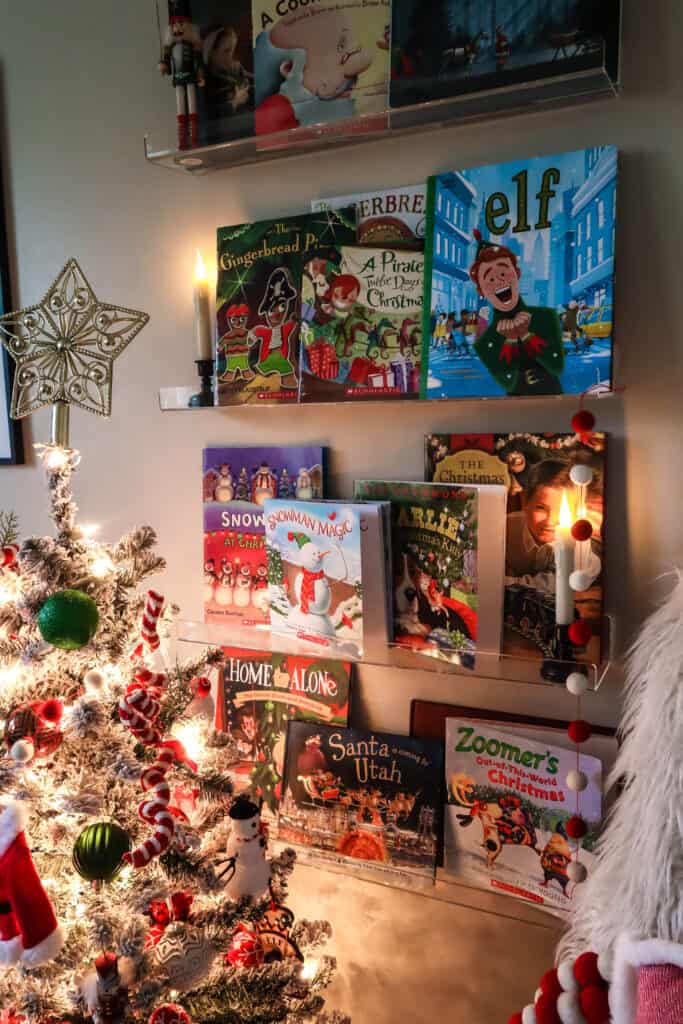 magical kids christmas book nook with candle light