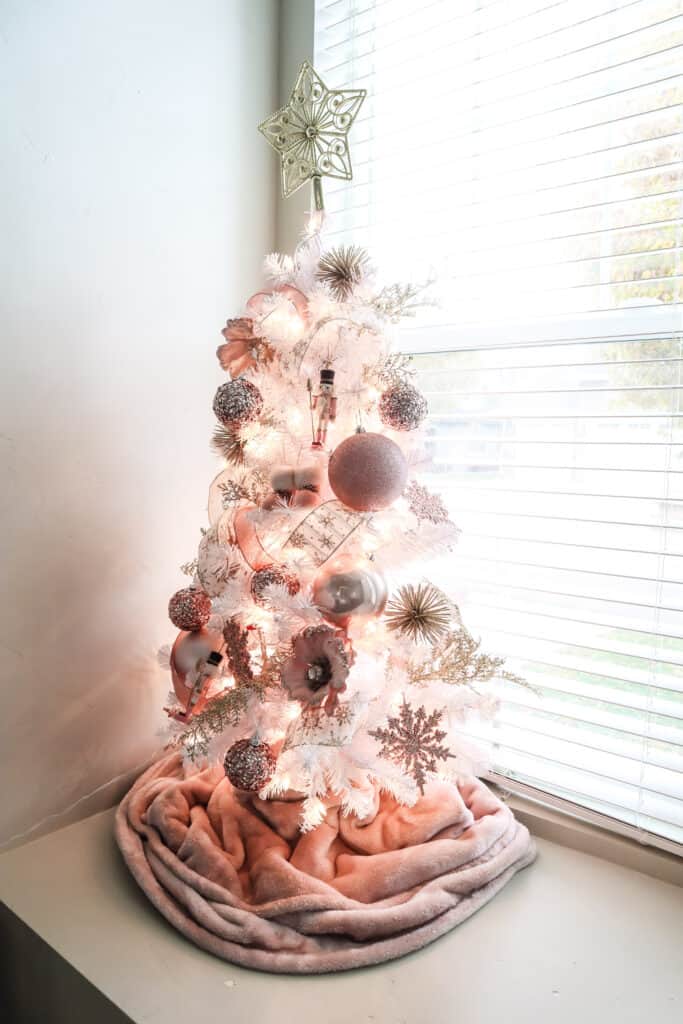 girls bedroom pink and white christmas tree