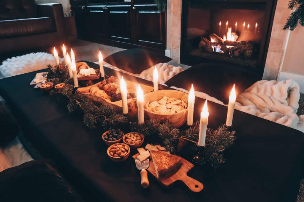 cozy dinner setup for a christmas tradition