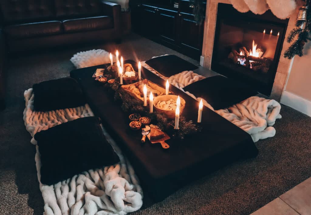 cozy table setting for a Bethlehem dinner