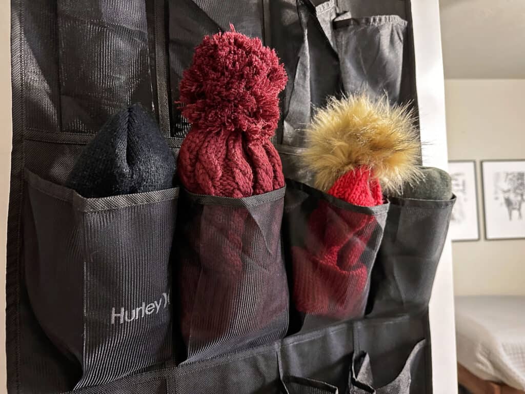 over the door organizer for snow clothes and winter gear