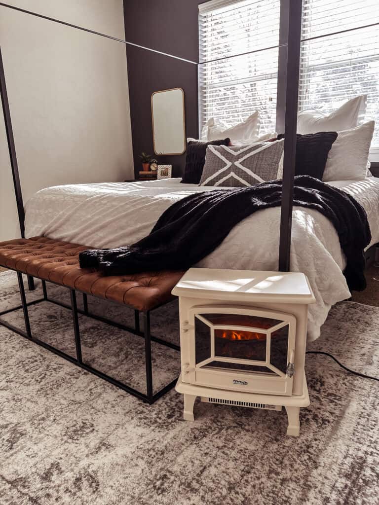 stylish fireplace space heater to stay warm in the winter