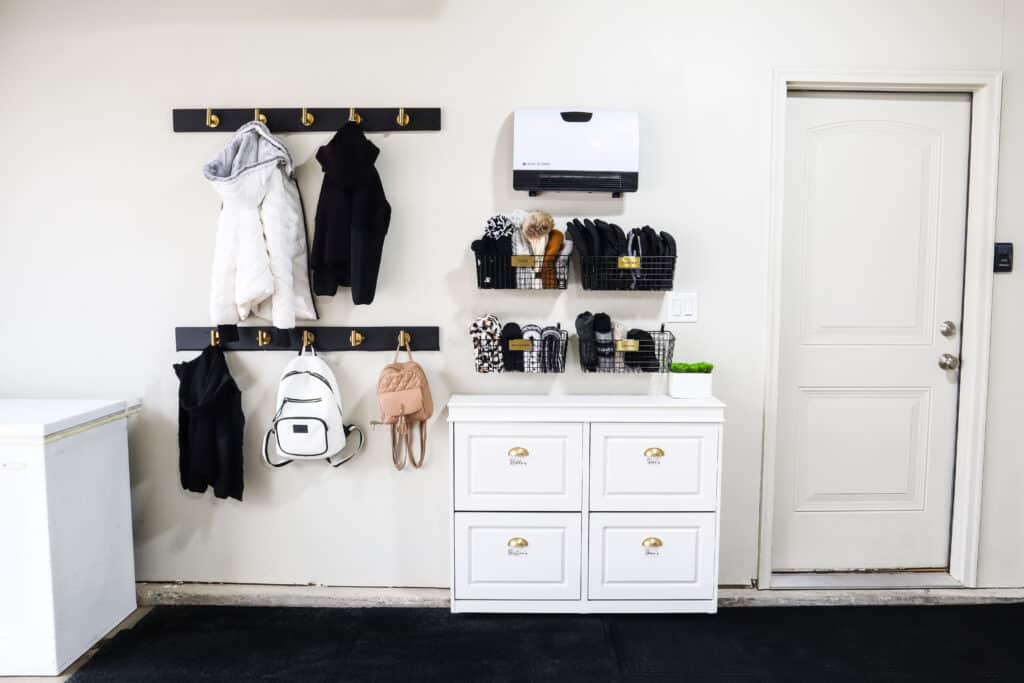 garage storage ideas for the winter for coats and shoes
