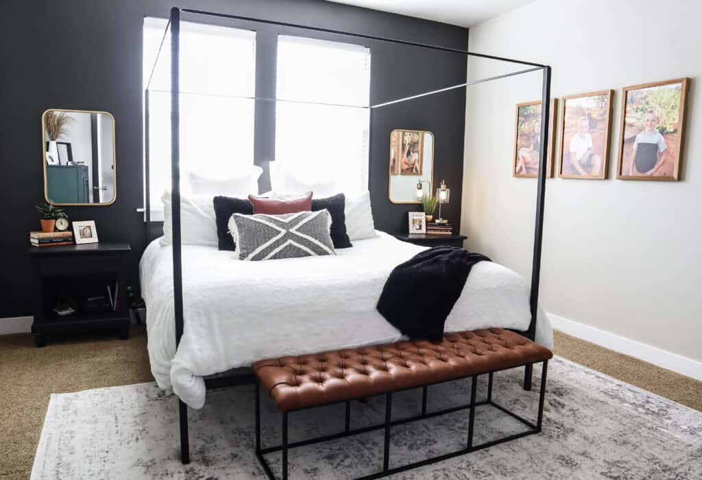 master bedroom using various textures to add comfort and interest