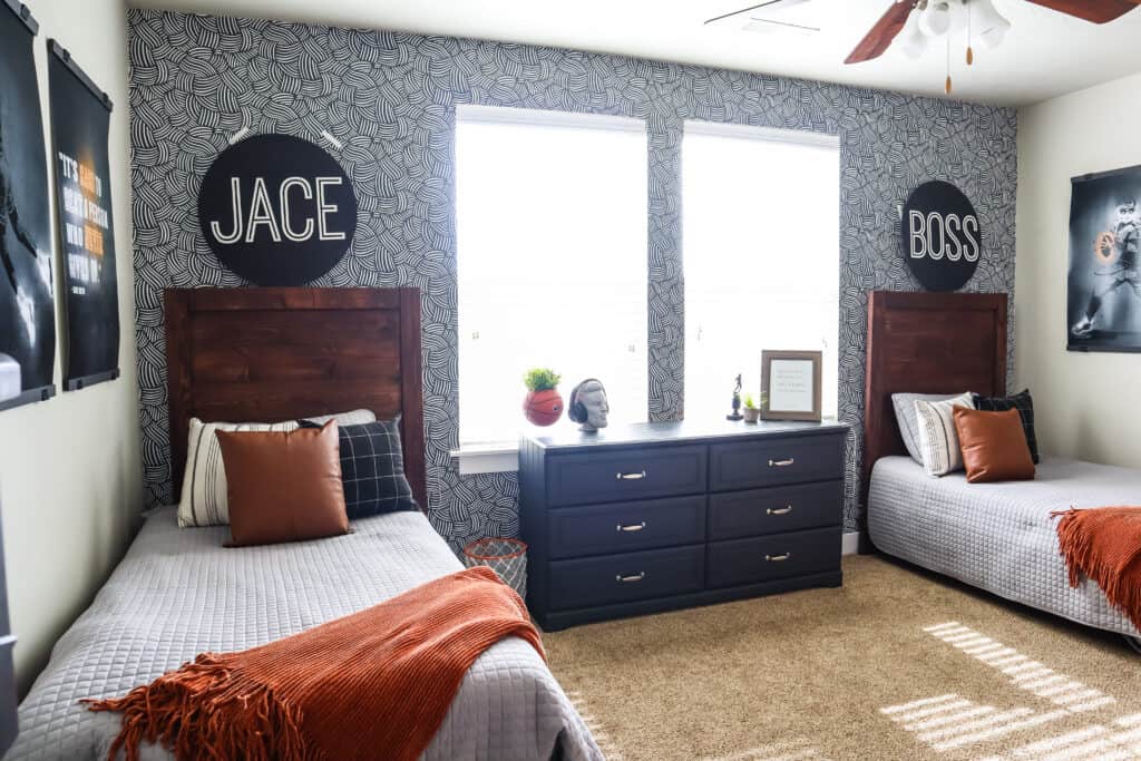 boys sports themed bedroom on a budget