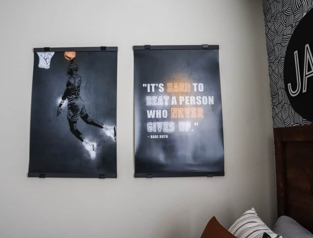 neon michael jordan and babe ruth quote wall art