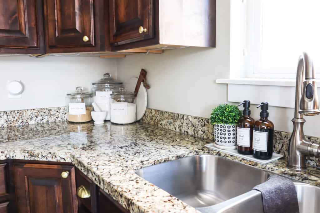 keep kitchen countertops clean and clutter free by creating designated spaces