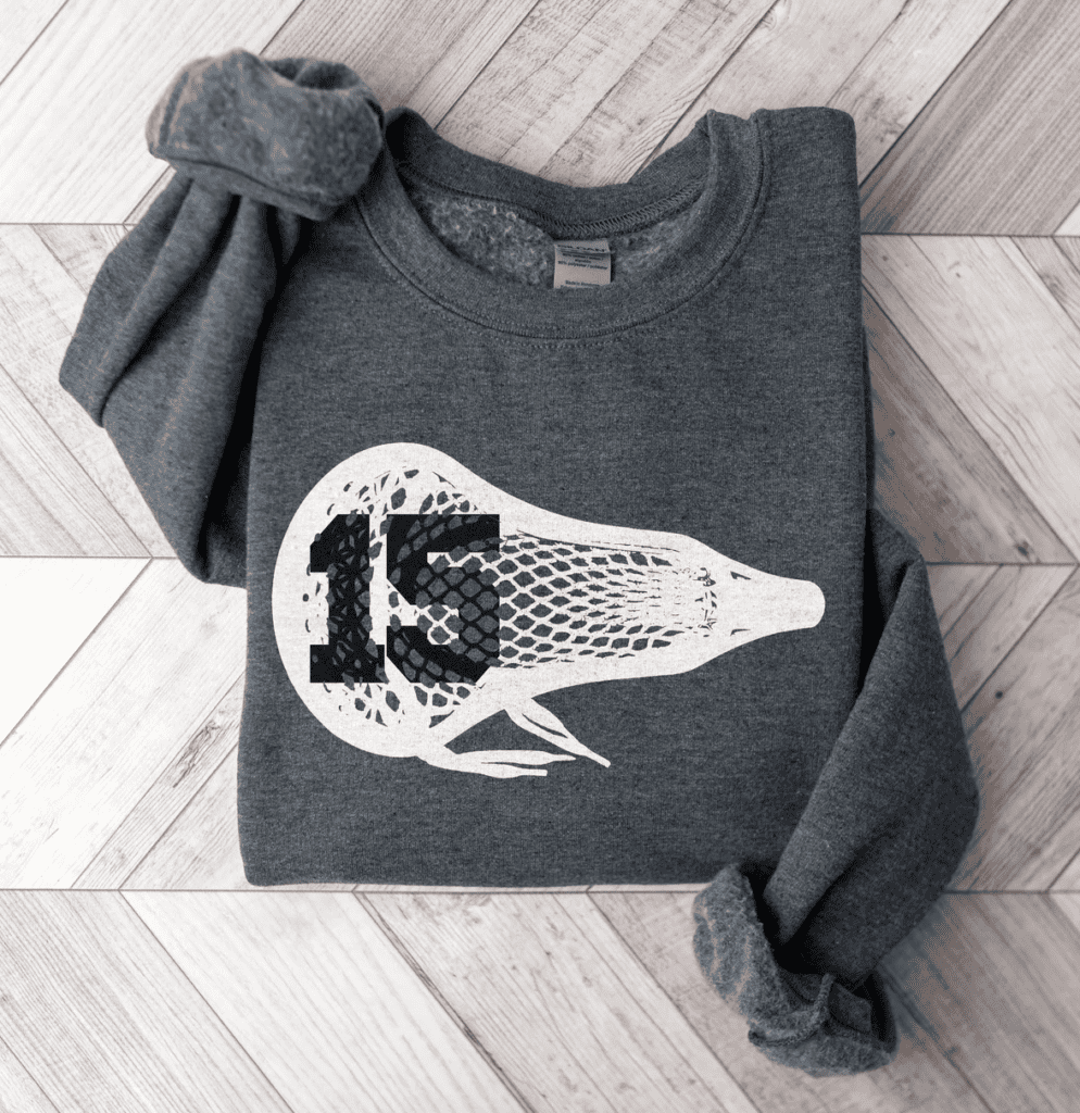 custom number lacrosse head sweatshirt