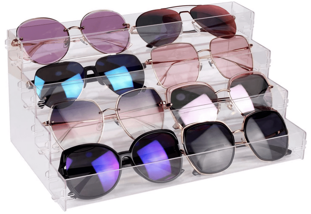 clear acrylic tiered sunglasses organizer