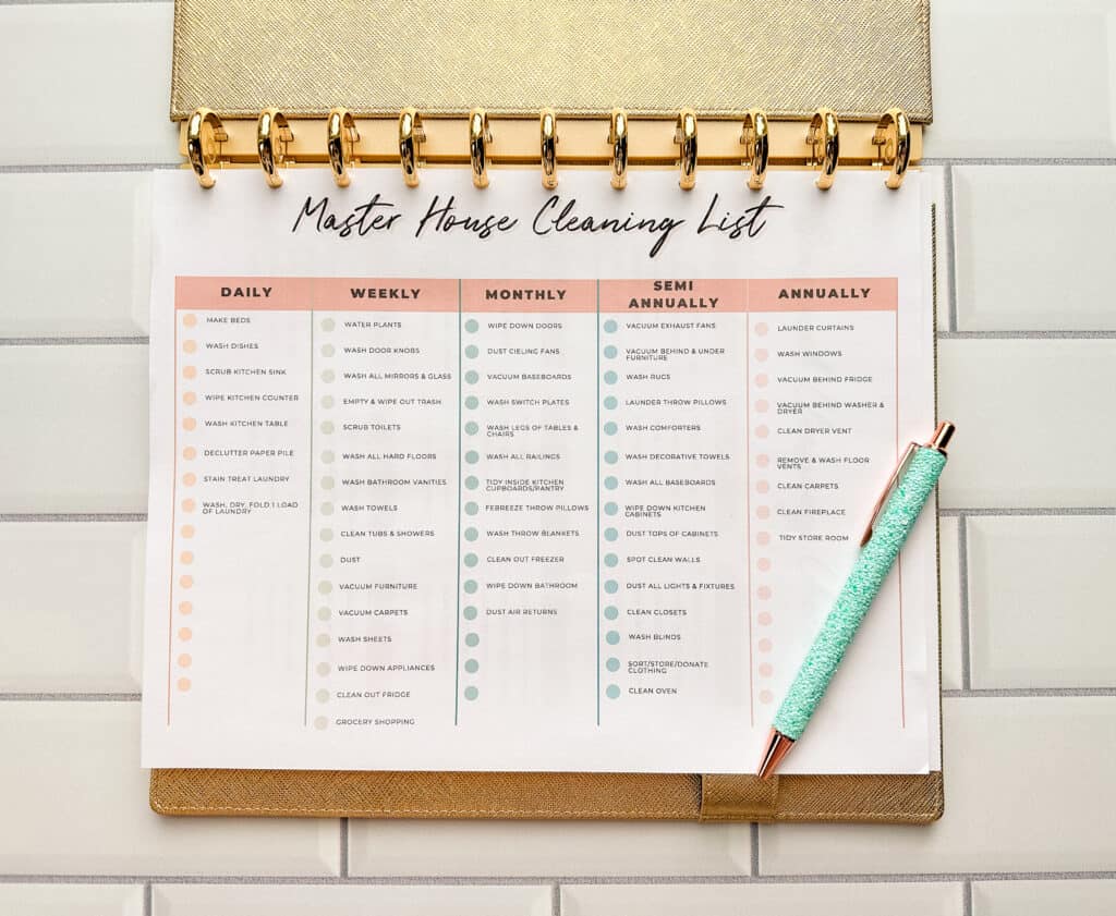 free cleaning checklist printable