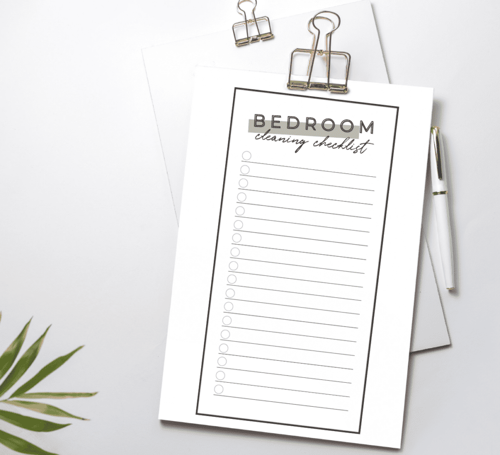 bedroom cleaning checklist printable