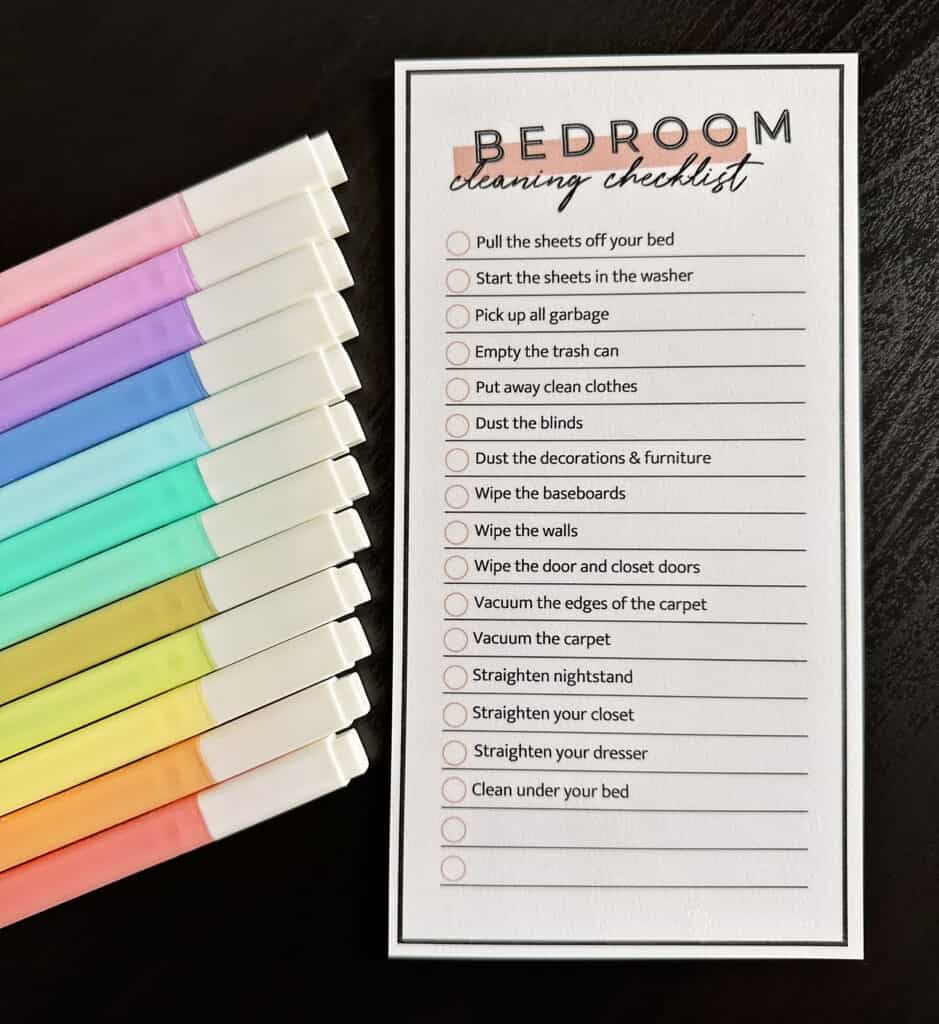 teen bedroom deep cleaning checklist