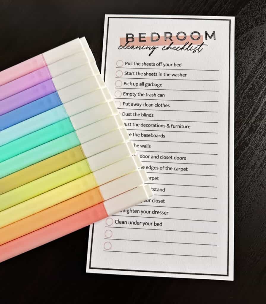teen bedroom cleaning checklist