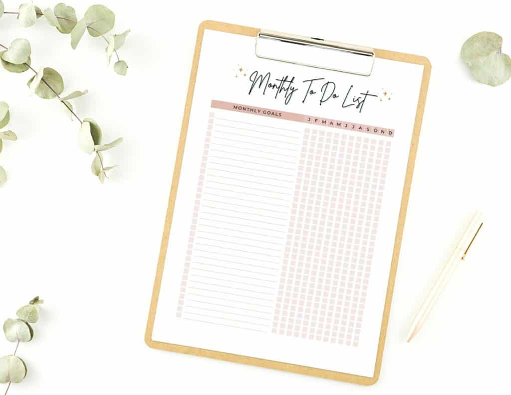 printable monthly list