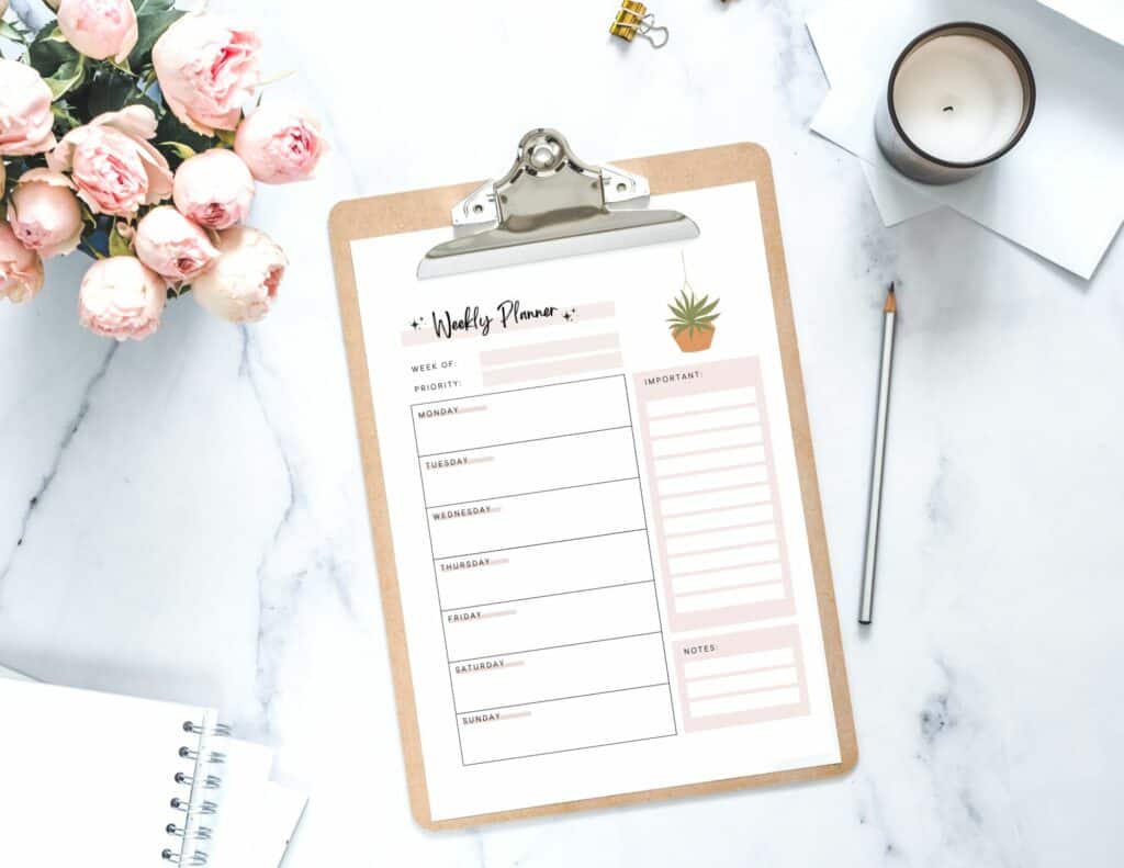 cute weekly planner template printable